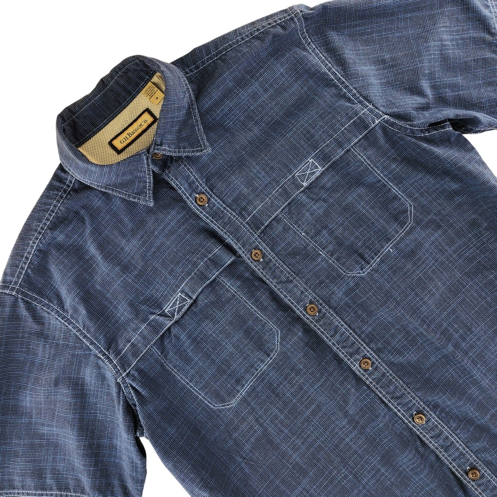 G.H. Bass & Co. Button Up Shirt Mens Medium Blue Outdoor Short Sleeve Cotton